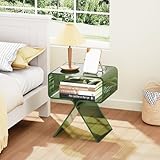 solaround Acrylic Nightstand Side Table Modern Design Clear Home Decor Display End Table for Living Room (Green)