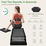 Acupressure Mat and Pillow Set,Natural Eco-Friendly Linen & Coconut Fiber,Acupressure Mat FSA/HSA Eligible,Relieves Stress & Tension,with Carrying Bag,Full Body Pro Set(Black)