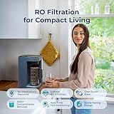 Bluevua RO100ROPOT-LITE Countertop Reverse Osmosis Water Filter System, 5 Stage Purification, 3:1 Pure to Drain, Portable Water Purifier (No Installation Required) (Blue)