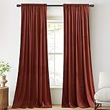 StangH Rust Red Velvet Curtains - Christmas Holiday Decoration Thermal Insulated Noise Reducing Drapes for Home Theater/Studio/Dining Room, W52 x L84, 2 Panels