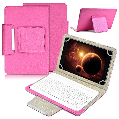 DETUOSI Universal 8.0 inch Android Tablet Case with Keyboard, Removable Wireless Bluetooth Keyboard + PU Leather Folio Book Cover + Stand, Travel Portable Sleeve for iOS/Android/Windows System Tablet