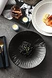 Jusalpha Set of 4-Japanese Style Porcelain Dinner Plates, Versatile Circular Serving Plates for Breakfast, Salad, Steak Dinner, PL018 (10.3 Inches, Black)