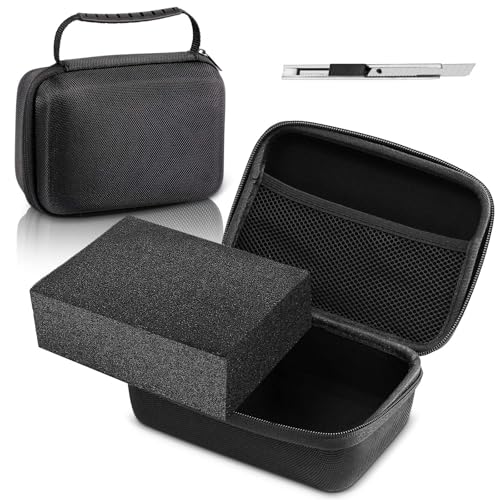 Relaxweex EVA Hard Case with Customizable Foam Protective EVA Carrying Case Shockproof Outdoor for Camera, Digital Products, Electronic Instruments with Knife (Black,7.1 x 4.7 x 3.1 Inch Inch)