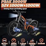 Electric Bike for Adults,2000W Ebike with 52V Removable Battery,7-Speed E Bike, 26" FatTire Ebikes for Adults Up to 35MPH & 67 Miles Full Suspension Dual Hydraulic Brakes,UL 2849 Certified (Orange)