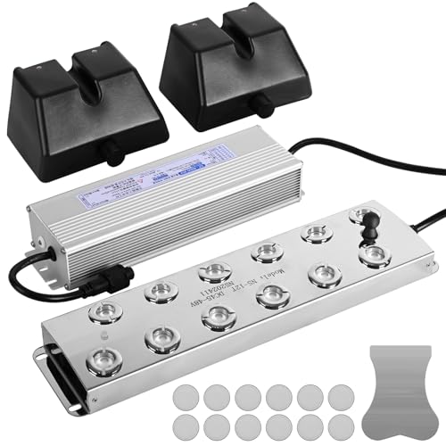 Julymoda Ultrasonic Mist Maker 12 Heads, 9000ml/H Ultrasonic Fogger w/Float, 400W Waterproof Power Supply, Pond Fogger for Fish Tank, Greenhouse, Rockery, Garden, Halloween Decoration