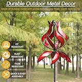 Cyan Oasis Yard Garden Wind Spinners - Large Outdoor Metal Wind Spinners with Stake, Yard Art Lawn Garden Decor (19" W x 87" H)