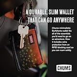 Chums Surfshorts Wallet - Lightweight Slim Wallet with RFID Blocking Card & Clear ID Window - Zippered, Water Resistant w/ Key Ring (Black/Gray)