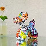 Balloon Dog Statue for Home Decor, Resin Animal Puppy Decoration for Table, Shelf, Desktop and More (Graffiti)