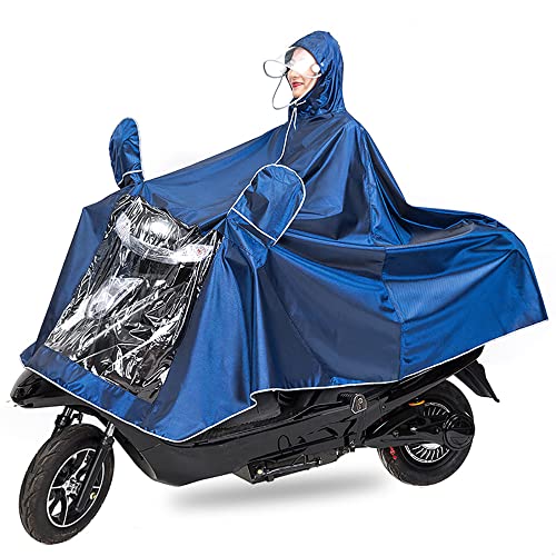 haozaikeji Universal Motorcycle Raincoat Waterproof Hoodie Rain Cape Reusable Bike E-Bike Rain Coat Mobility Scooter Outdoor Rain Poncho with Detachable Hat Brim Reflective Strip for Men Women