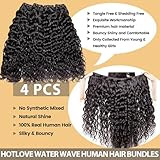 Water Wave Human Hair Bundles 12A Human Hair Bundles 26 24 22 20 inch Wet and Wavy Human Hair Bundles Double Weft Burmese Curly 4 Bundles Human Hair Extensions Natural Deep Wave Bundles for Women