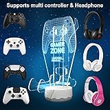 YuanDian Light up Headphone Controller Holder, 16 Colors 3D LED Lights Gamepad Headset Stand, Game Controller Hanger for All Universal Gaming PC Accessories