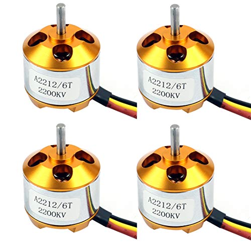 QWinOut A2212 2200KV Brushless Outrunner Motor with Mounts 6T for DIY RC Aircraft Plane Multi-Copter Quadcopter Drone (4 Pcs)