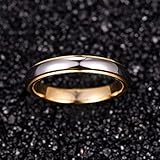 NUNCAD 4mm/6mm Tungsten Rings for Men Women Gold Silver Two-Tone Wedding Bands Step Edges, 4mm, Size 10