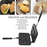 Taiyaki Fish Shape Pancake Pan,Non Stick Taiyaki Double Cake Maker with 4 Trays Waffle Baking Pan for Breakfast Pancake Plett Taiyaki Baking Compatible with Electric,Gas