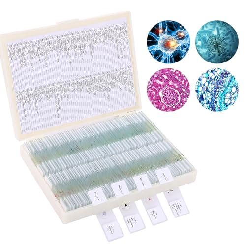 OOZSTAR 120 Microscope Slides with Specimens, Plant, Insect, Animal, Algae Slide Set for Biological Science Laboratory Basic Biological Science Education