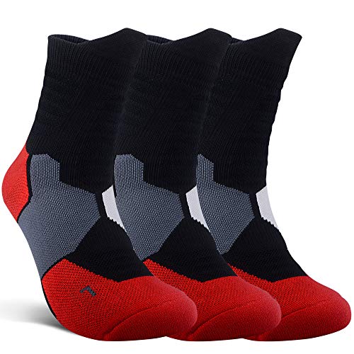 JHM Thick Protective Sport Cushion Elite Basketball Compression Athletic Socks Men 3 Pairs US shoes sizes 6-13