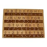 Creative Escape Rooms Made in USA - Raised Dots Braille Alphabet and Number Wood Board - Learn Braille - Tactile Montessori - Teaching Aid