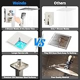 Shower Faucet Set, 12" Ceiling Mount Rainfall Shower System with 2 Rain Shower Head and Multi-function Handheld Head Push Button Diverter Shower Faucet Trim Kit (12", Brushed Nickel)