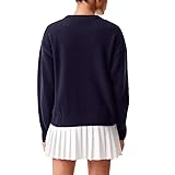 Lacoste X Bandier Women's Contrast Crocodile Sweater, Navy Blue/Rocket Green, 4