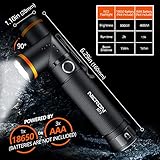 NICRON Flashlight, N72 800 Lumens Tactical Flashlight, 90 Degree Flashlight IPX4 Waterproof Led Flashlight 4 Modes- Best High Lumens are for Camping, Outdoor,Maintain (18650/AAA Not Included)