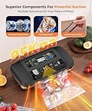 95kpa Vacuum Sealer Machine,Commercial Full Automatic Food Sealer,Powerful Sealing System with Double Heat Seal,Bags Storage, Easy-Lock Handle,Build-in Cutter,1 Bag Rolls and 10 pcs Pre-cut Bags