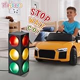 Playbees Traffic Light Lamp with Base 12.25 inches USB Traffic Light with Vibrant Color Blinking Modes Decoration for Kids’ Bedrooms Stop Sign Room Decor Pretend Play Toy