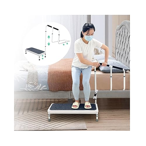 Bed Step Stool with Rail for High Beds - Adults & Elderly Assist Step Up Foot Stool with Handle - 400lb