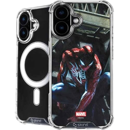 Skinit Phone Case Compatible with MagSafe iPhone 16 Plus - Officially Licensed Marvel Spiderman New Suit Spiderman Design