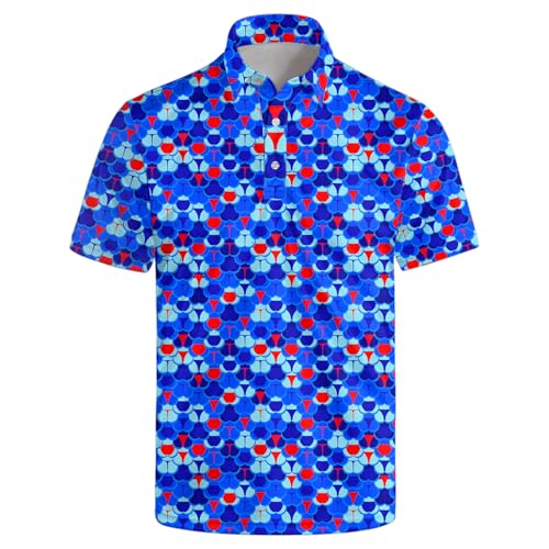 Men's Funny Polo Shirts Hawaiian Golf Shirts 80S Fun Summer Beach 3D Print Golf Polo Shirts