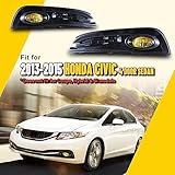 AUTOFREE Fog Lights for Honda Civic Sedan 4-Door 2013 2014 2015 with H11 12V55W Halogen Bulbs Fog Lights Assembly with Wiring Kit & Switch-1 Pair (Yellow Glass Lens)