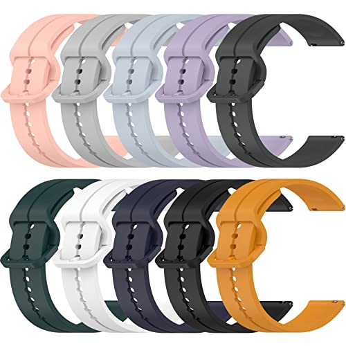 FitTurn 10-Pack Bands Compatible with Haylou watch2 pro/Solar Plus/Solar lite/GST lite/mibro watch Lite 2 Watch,Replacement Bands for Women Men, 22mm Silicone Strap Wristband Bands