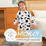 MICHLEY Flannel Baby Sleeping Bag Unisex Pajamas, Long Sleeve Zipper Wearable Sleeping Sack for Autumn Winter Boys Girls,Cow,9-18months, Size 80