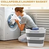 43L+43L Collapsible Laundry Baskets plastic, Pop Up Laundry hamper/Storage Container, Foldable Laundry Basket with Handles, Durable,Space Saver (Grey, 2 Packs)