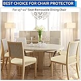 BUYUE Dining Room Chair Seat Covers Set of 6, TPU not Mixed, Friendly Jacquard Fabric Stretch Washable Slipcover for Kitchen Seat Cushions, Beige-6PCS