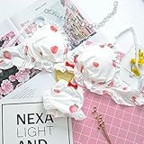 YOMORIO Girls Cute Bra and Panty Set Lolita Anime Cosplay Lingerie Kawaii Japanese Underwear (Red strawberry)