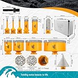 EXFEIN Diamond Tile Hole Saw Kit 12pcs - Diamond Core Drill Bits 6/6/8/19/25/35/50/75/102mm for Tile Porcelain Ceramic Marble with 20mm Finger Bit and 50mm Chamfer Bit Trimming Holes and SDS Adapter