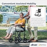 Drive Medical TR37E-SV Lightweight Folding Transport Wheelchair with Swing-Away Footrest, Silver