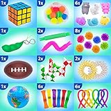 50 Pcs Fidget Toys Pack - Stocking Stuffers for Kids, Gifts for Kids, Party Favors - Adults Stress Relief Sensory Toy - ADHD Toys Bulk for Classroom Treasure Box Prizes - Pop Its