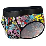 CONKEND Mens Underwear Briefs Cotton Briefs for Mens Soft Breathable Comfortable U Pouch Briefs with Fly Printed 4 Pack M