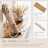 Non Slip Cork Yoga Mat with Alignment Lines | Extra Large Yoga Mat 5mm Thick | Eco-Friendly Cork & Natural Rubber Yoga Mat Set | Includes Stylish Organic Boho Yoga Mat Bag | Durable & Sweat-Proof