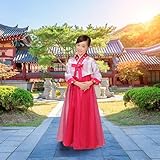 CBTRFASHION Korean Girls Kids Children Hanbok Costume Dress Outfit Set (4-5Years(110cm), Red Pink)