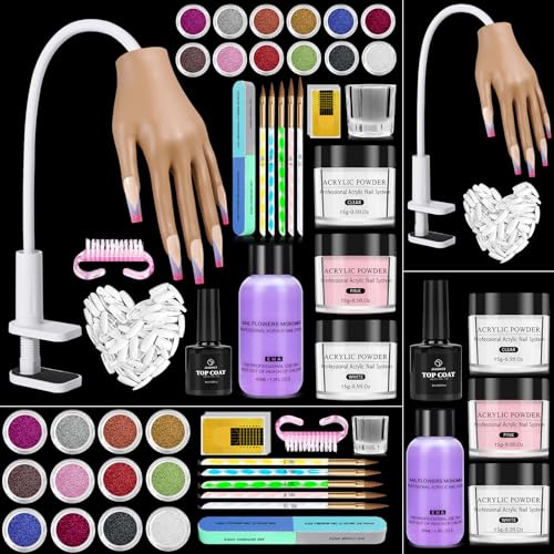 Wilfniee Practice Hand for Acrylic Nails Kit: Fake Silicone Hands Nail Mannequin Hand for Nail Extensions Nail Caving - Flexible Practice Nails Hand Set for Beginner Salon Home