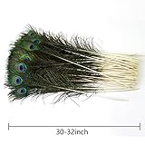 THARAHT 24pcs Peacock Feathers Natural Long in Bulk 30-32 inch(75-80 cm) for Floral Arrangements DIY Craft, Wedding Home Party Holiday Decoration Peacock Feathers