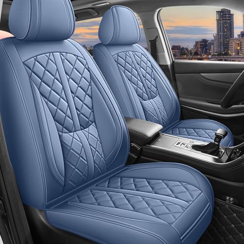 otoez Car Seat Covers Full Coverage, Universal Leather Seat Cover 5 Seat Full Set, Waterproof Automotive Front & Rear Seat Cover Protector for Most Cars Sedens Trucks SUVs Vans (Blue)