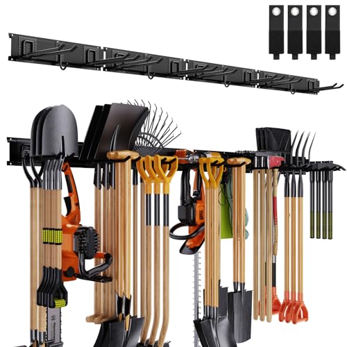 Gatsowm Garage Tool Organizer Wall Mounted, 64 Inches Adjustable Garden Tool Organizer Rack, 20 Pcs Heavy Duty Yard Tool Organizer Hold Up to 900lbs