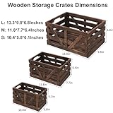 LYDWOO8D Storage Crate Decorative Wood Crates Wooden Storage Container,Wooden Boxes for Home Nested Crates with Handles,Farmhouse Wood Crates for Storage,Display,Decor Boxes-Brown Set of 3