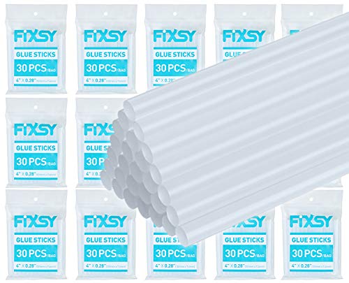 FIXSY Hot Glue Gun Sticks Low Temp Low Melt Cool Glue, Mini Size 4" Long x .28" Diameter 5/16 7mm, 30 Counts/Pack, 15 Packs, 450 Counts/Box, Scrapbooking