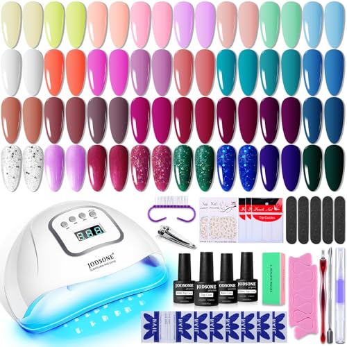 JODSONE Gel Nail Polish Kit with U V Light 32 Colors Gel Polish Set Soak Off Gel Nail Kit Nail Art Salon or Home DIY Manicure Tools Gifts for Women