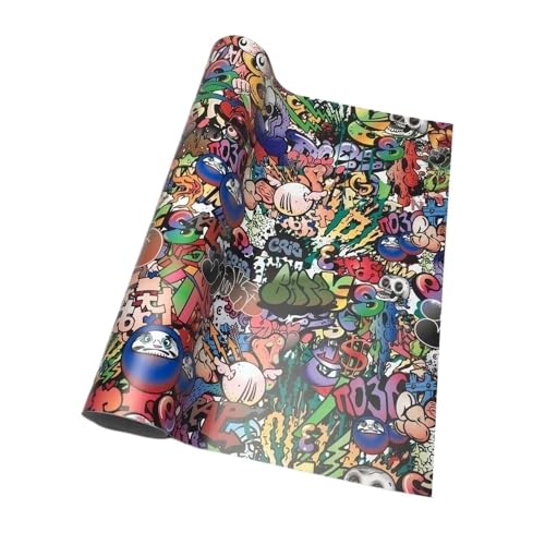 MYLPDZSWZX 1pc Cartoon Sticker Bomb Vinyl Wrap Foil Print Racing Car Motorcycle Bike Scooter Luopan Car Decals Stickers (Color Name : JDM-2, Size : 152X50 CM)