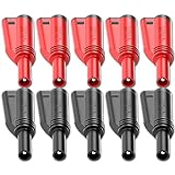 Goupchn 4mm Stackable Shrouded Banana Plugs Safety Fully Insulated Solderless Screw Fixation DIY Connectors Red Black